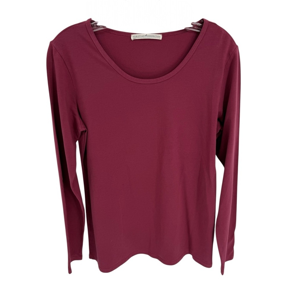 Peruvian Connection Size Large Pima Cotton Long Sleeve Top Tee Women Stretch